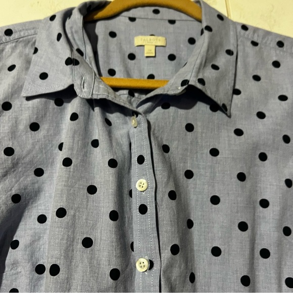 Talbots Button Up Shirt Blue Polka Dots Size 2X - Picture 4 of 8